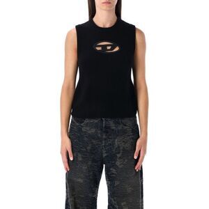 DIESEL Emblem Cutout Sleeveless Knit Top Women BLACK Sweaters & Knitwear